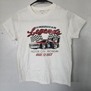 Modish Rebel NWOT Girls Youth Medium White Short Sleeve Racing Graphic Tee Car